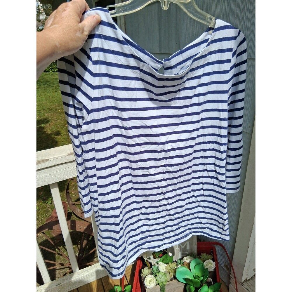 lilly pulitzer Top Women's XL white & navy blue striped long sleeve